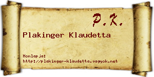 Plakinger Klaudetta névjegykártya